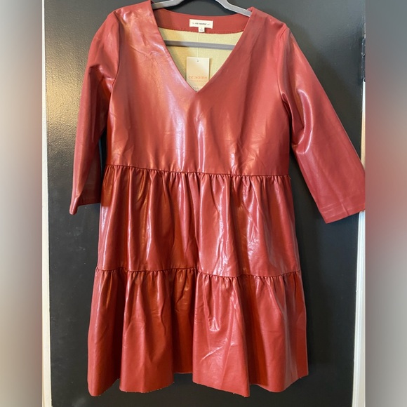 ee:some Deep Red Faux Leather Dress - Picture 1 of 9